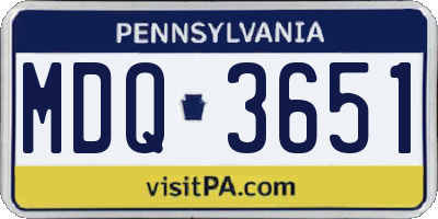 PA license plate MDQ3651