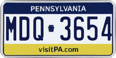 PA license plate MDQ3654