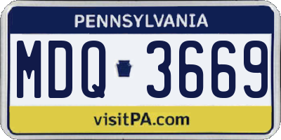 PA license plate MDQ3669