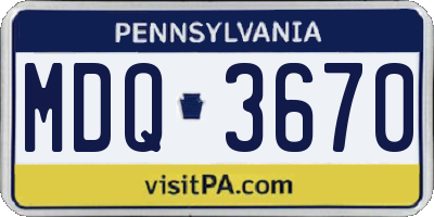PA license plate MDQ3670