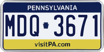 PA license plate MDQ3671
