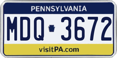 PA license plate MDQ3672