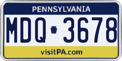 PA license plate MDQ3678