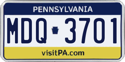 PA license plate MDQ3701