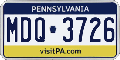 PA license plate MDQ3726