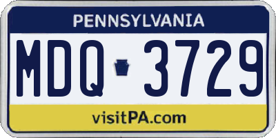 PA license plate MDQ3729