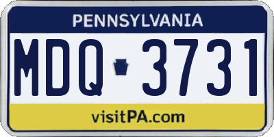 PA license plate MDQ3731