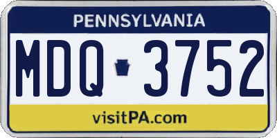 PA license plate MDQ3752