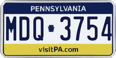 PA license plate MDQ3754