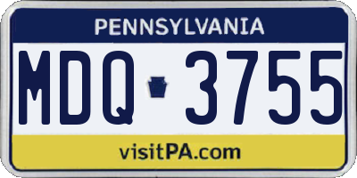PA license plate MDQ3755