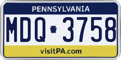 PA license plate MDQ3758
