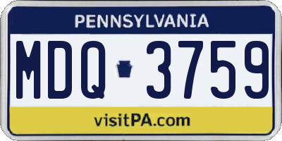 PA license plate MDQ3759