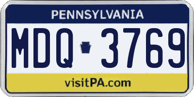 PA license plate MDQ3769