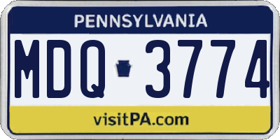 PA license plate MDQ3774