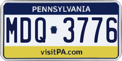 PA license plate MDQ3776
