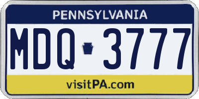 PA license plate MDQ3777