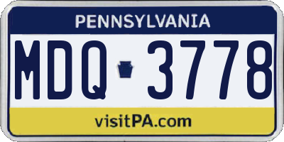 PA license plate MDQ3778