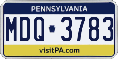 PA license plate MDQ3783