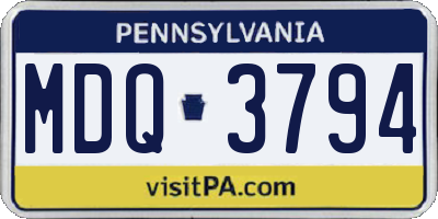 PA license plate MDQ3794