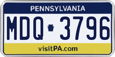 PA license plate MDQ3796