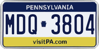 PA license plate MDQ3804