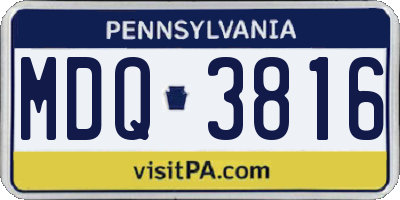 PA license plate MDQ3816