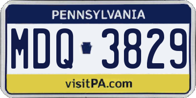 PA license plate MDQ3829