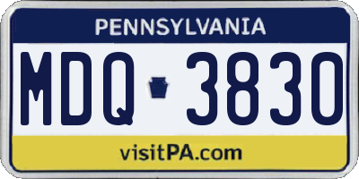 PA license plate MDQ3830