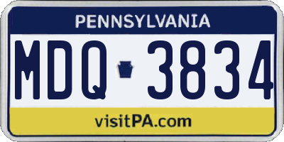 PA license plate MDQ3834