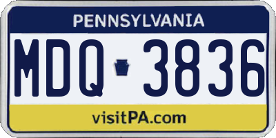 PA license plate MDQ3836