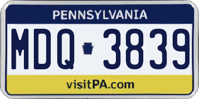 PA license plate MDQ3839