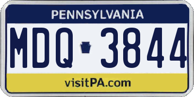 PA license plate MDQ3844