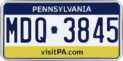 PA license plate MDQ3845