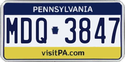 PA license plate MDQ3847