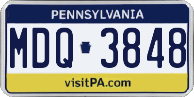 PA license plate MDQ3848