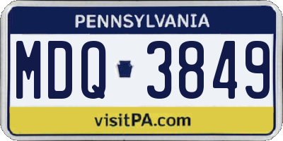 PA license plate MDQ3849