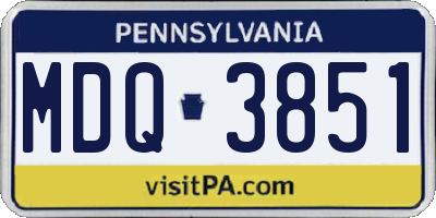 PA license plate MDQ3851