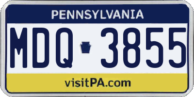 PA license plate MDQ3855