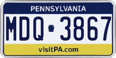 PA license plate MDQ3867