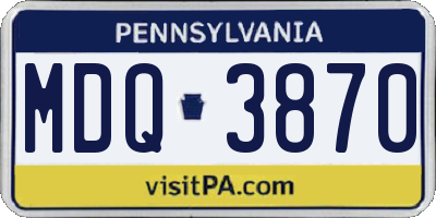 PA license plate MDQ3870