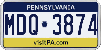PA license plate MDQ3874