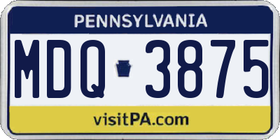 PA license plate MDQ3875