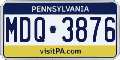 PA license plate MDQ3876