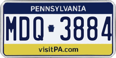 PA license plate MDQ3884