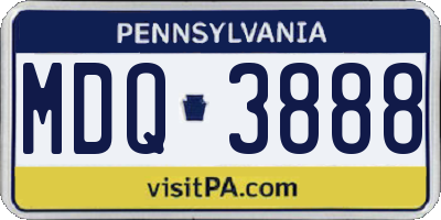 PA license plate MDQ3888