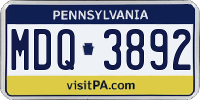 PA license plate MDQ3892