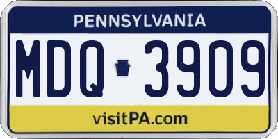 PA license plate MDQ3909