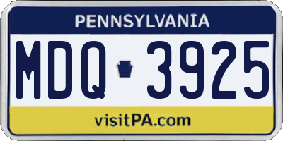 PA license plate MDQ3925
