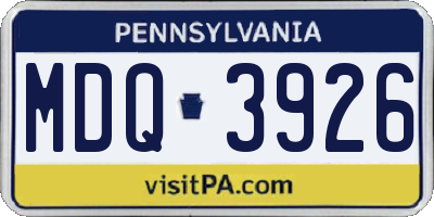 PA license plate MDQ3926