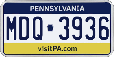 PA license plate MDQ3936
